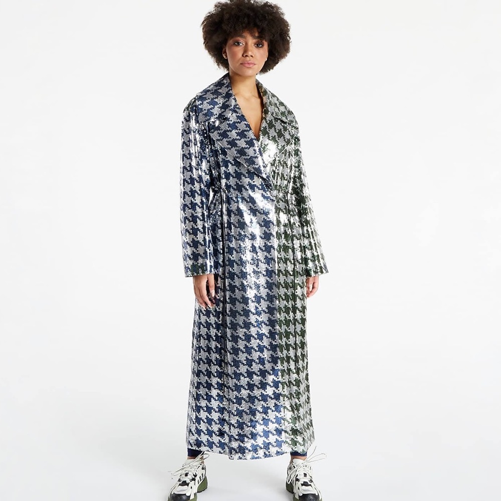 Ivy Park x Adidas Sequin Houndstooth Long Coat